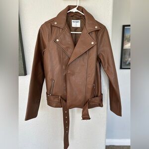 Old Navy Faux Leather Belted Biker Jacket